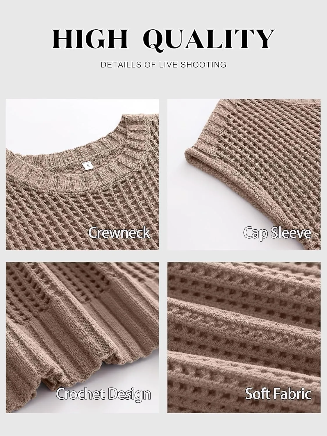 ANRABESS Womens Summer Crochet Sweater Tops Casual Cap Short Sleeve Hollow Out Mesh Knit Beach Cover Up Shirts 2025 Spring