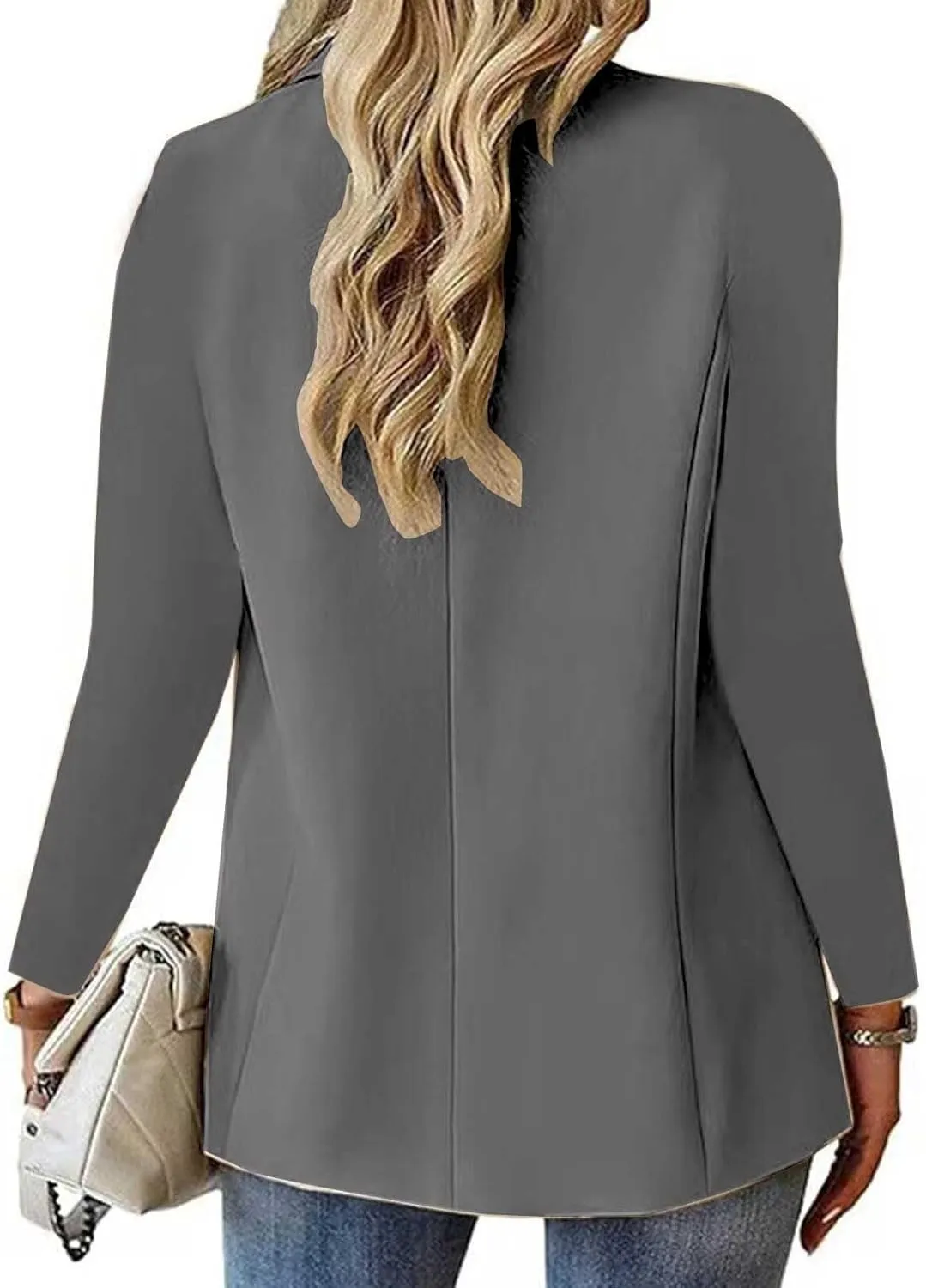 Blazers for Women Business Casual Blazers Open Front Long Sleeve Work Office Jackets Solid Button Lapel Blazer Suit