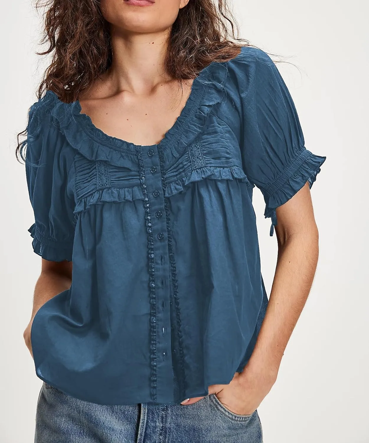 Button Up Tops Women Y2k Short Sleeve Lace Sexy Low Going Out Summer Button Down Blouse Shirt