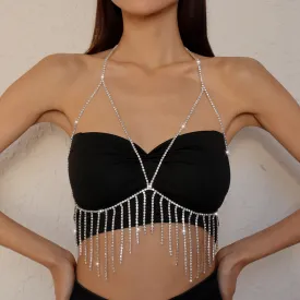 Fashion Metal Tassel Diamond Temperament Breast Chain