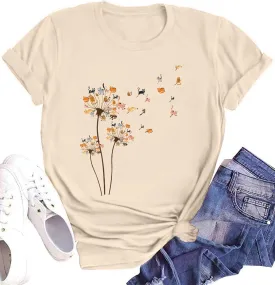 hohololo Dandelion Shirt Women Inspirational Graphic Tee Spread Kindness Tshirt Women's Funny Cute Flower Tops