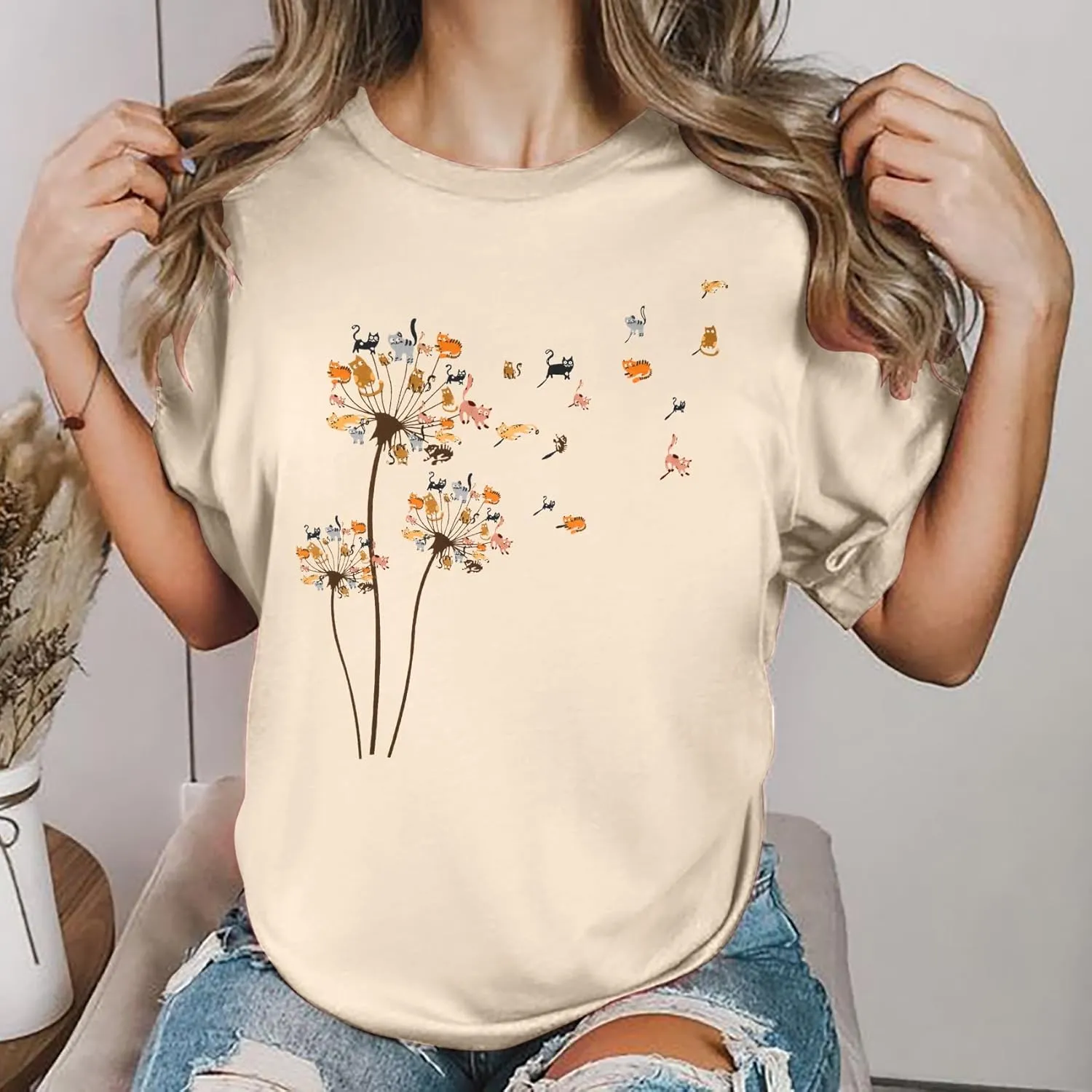 hohololo Dandelion Shirt Women Inspirational Graphic Tee Spread Kindness Tshirt Women's Funny Cute Flower Tops