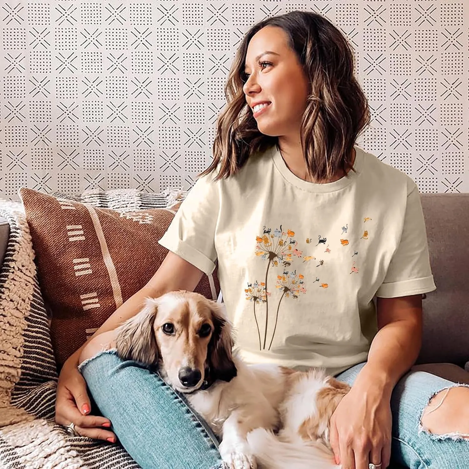 hohololo Dandelion Shirt Women Inspirational Graphic Tee Spread Kindness Tshirt Women's Funny Cute Flower Tops