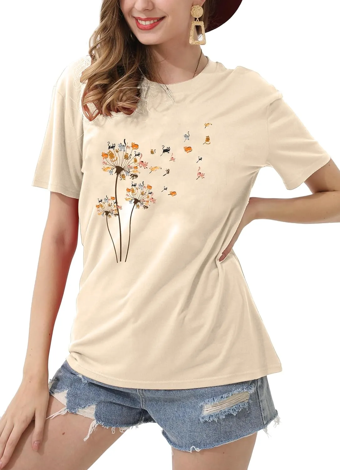 hohololo Dandelion Shirt Women Inspirational Graphic Tee Spread Kindness Tshirt Women's Funny Cute Flower Tops