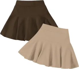 Neutocd Toddler Little Girls Skirts Skorts Elastic Flared Plain Pleated Tennis Skater Skirts for Girls Kids Built in Shorts