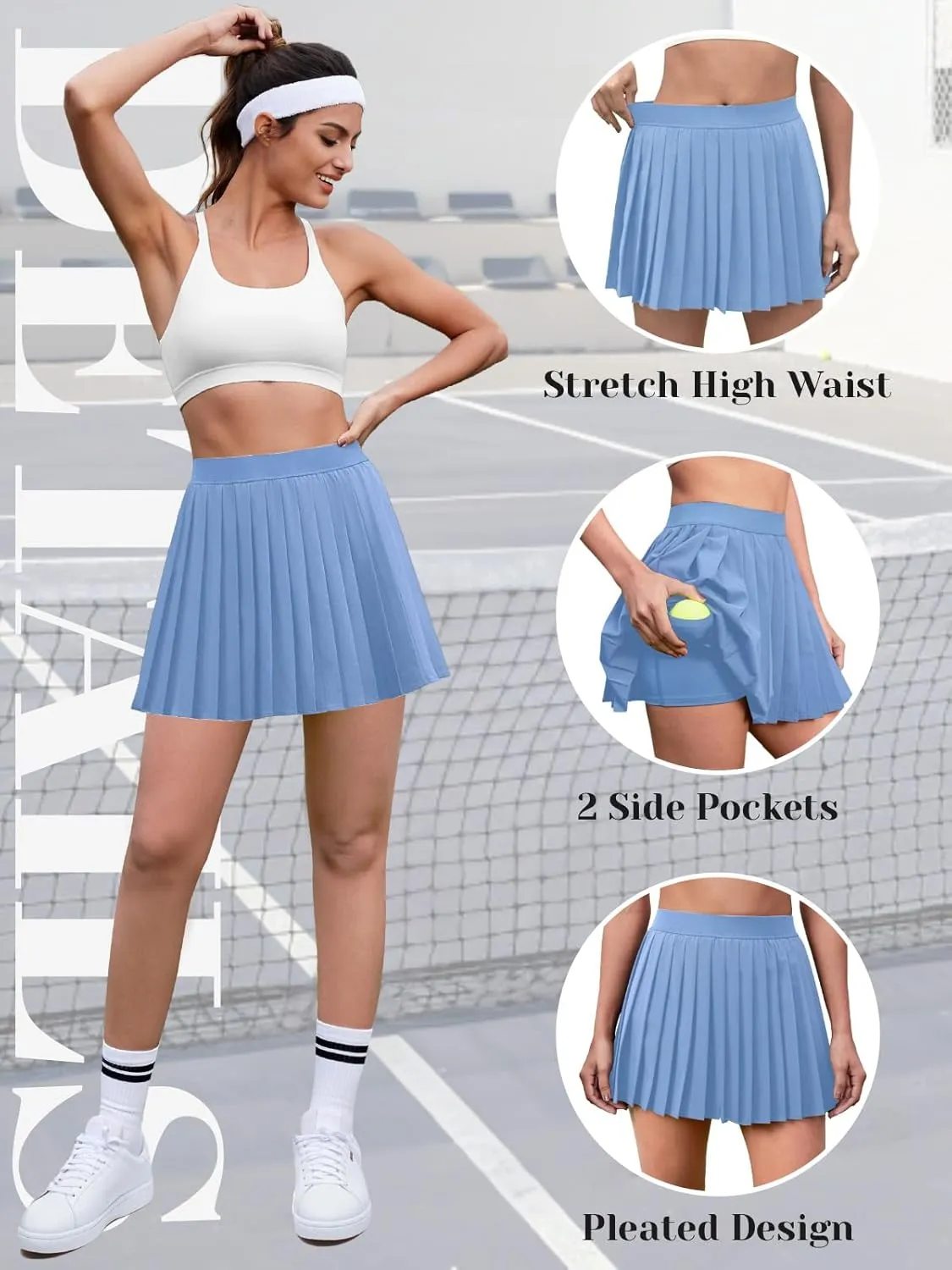 Pleated Tennis Skirts for Women High Waisted Golf Skirt with Pockets Athletic Workout Casual Skorts