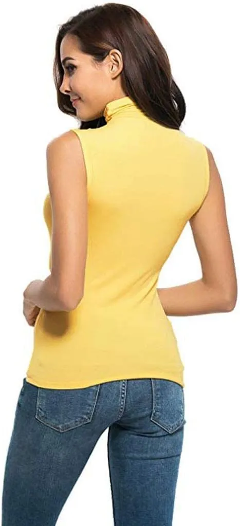 Summer Tank Tops for Women Casual Sleeveless Mock Turtleneck Slim Fit Soft Stretchy Base Layer Tee Shirts Blouses