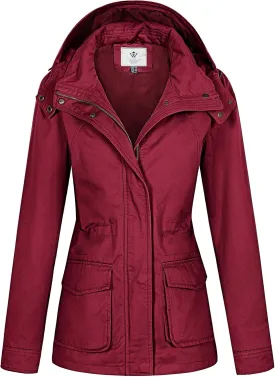 WenVen Women's Anorak Military Jacket Lightweight Casual Cotton Coat with Hood