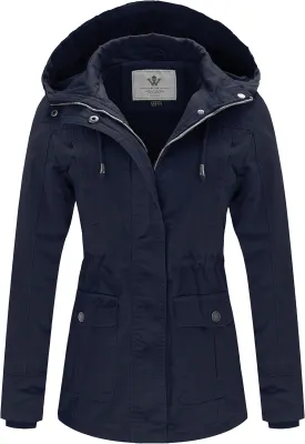 WenVen Women's Cotton Military Jacket Lightweight Casual Anorak Coat with Hood