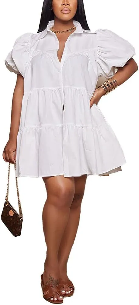 Women Casual Fall Dress - Long Bell Sleeve Pleated Bodycon Fitted Mini Work Clothes Club Outfit