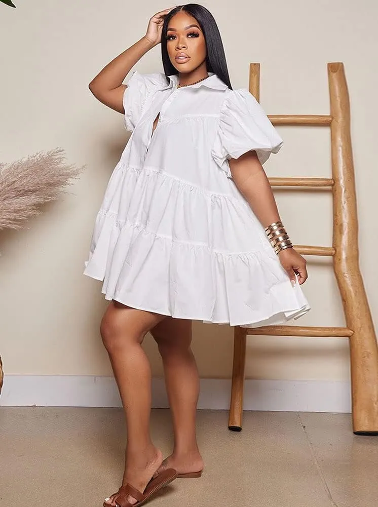 Women Casual Fall Dress - Long Bell Sleeve Pleated Bodycon Fitted Mini Work Clothes Club Outfit