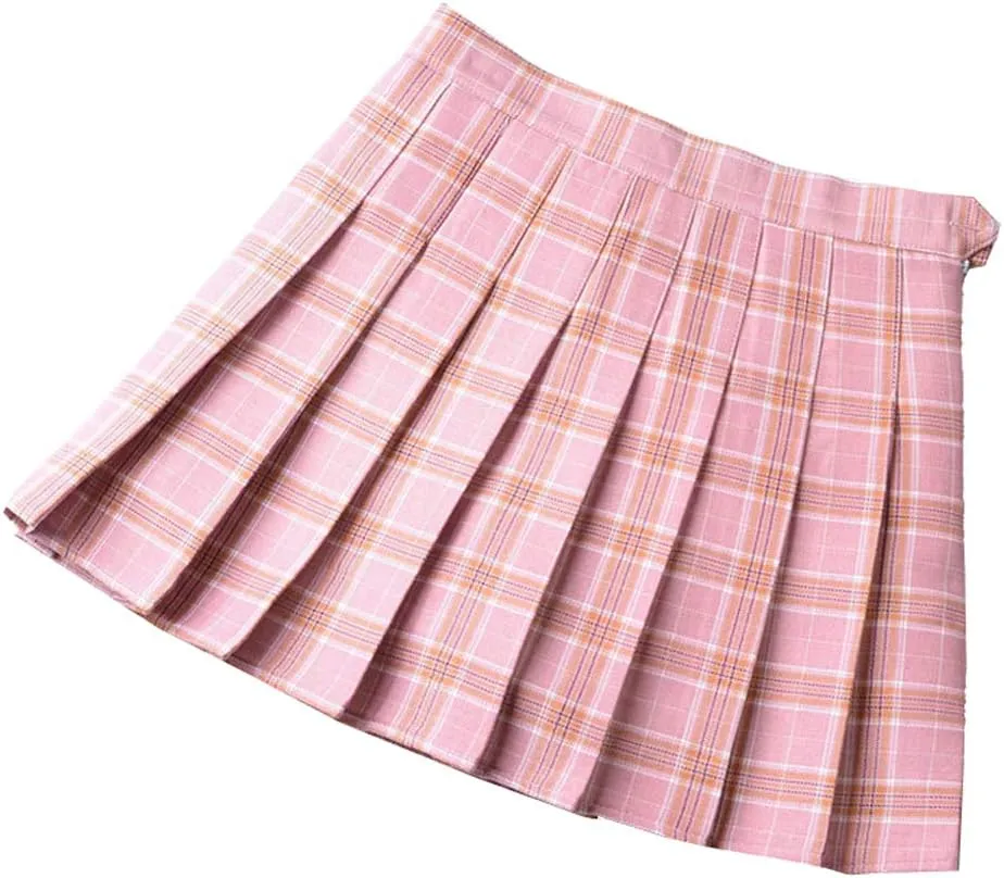 Women Girls high Waisted Pleated Skater Tennis School Skirt Uniform Skirts
