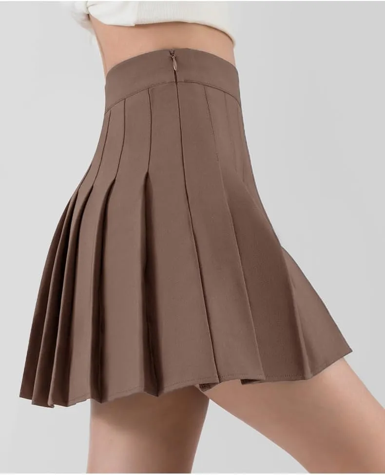 Women Girls high Waisted Pleated Skater Tennis School Skirt Uniform Skirts