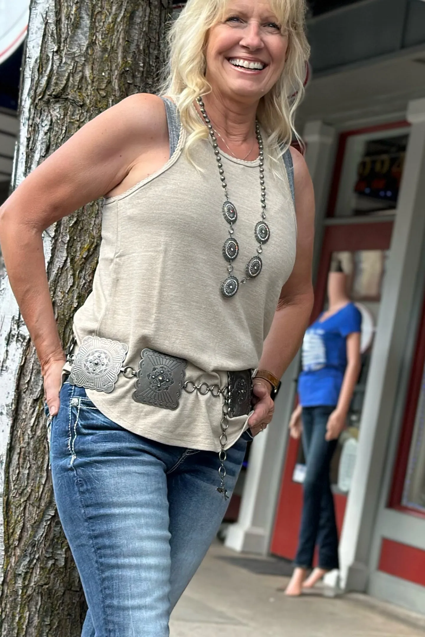 Women's Angel Ranch Square Silver Concho Chain Belt
