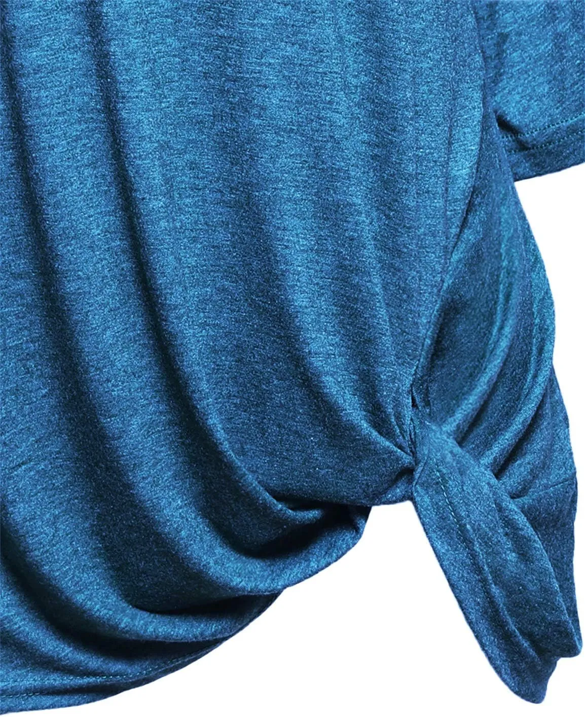 Women's Casual Bell Sleeve Crewneck Twist Knot Blouse Tops