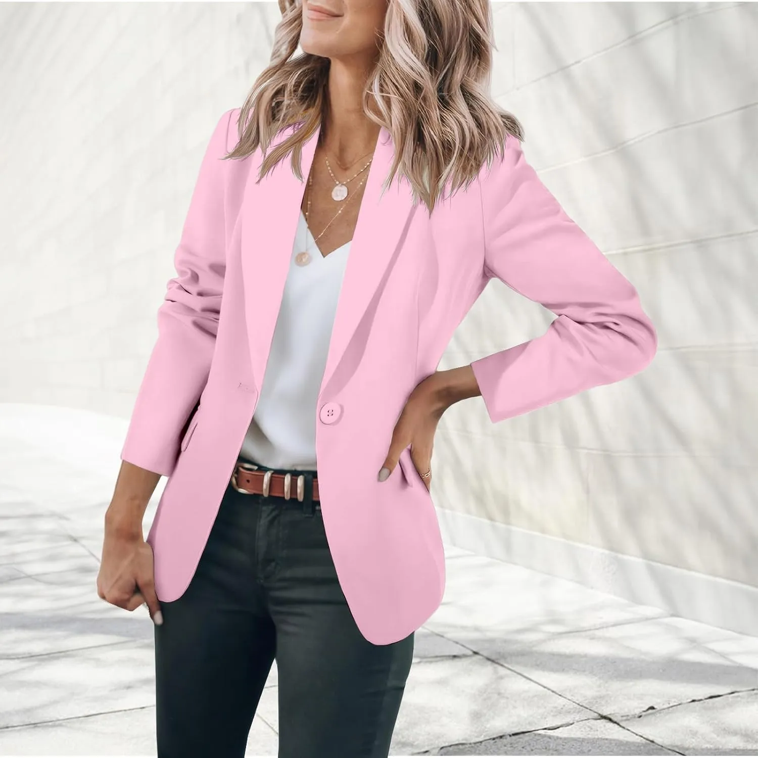 Womens Casual Blazers Open Front Long Sleeve Notch Lapel Blazers Work Blazer Jackets Business Outfits