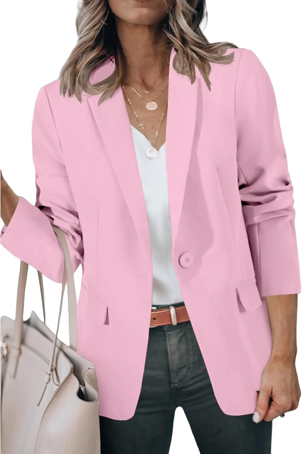 Womens Casual Blazers Open Front Long Sleeve Notch Lapel Blazers Work Blazer Jackets Business Outfits