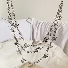 Women's Chain Eyelet Tray Belt Women's Belt Butterfly Fashion Hip Hop Punk Skirt Accessory