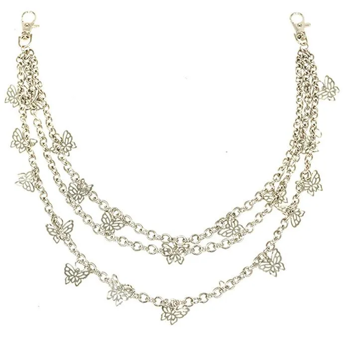 Women's Chain Eyelet Tray Belt Women's Belt Butterfly Fashion Hip Hop Punk Skirt Accessory