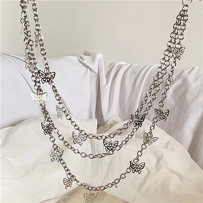 Women's Chain Eyelet Tray Belt Women's Belt Butterfly Fashion Hip Hop Punk Skirt Accessory