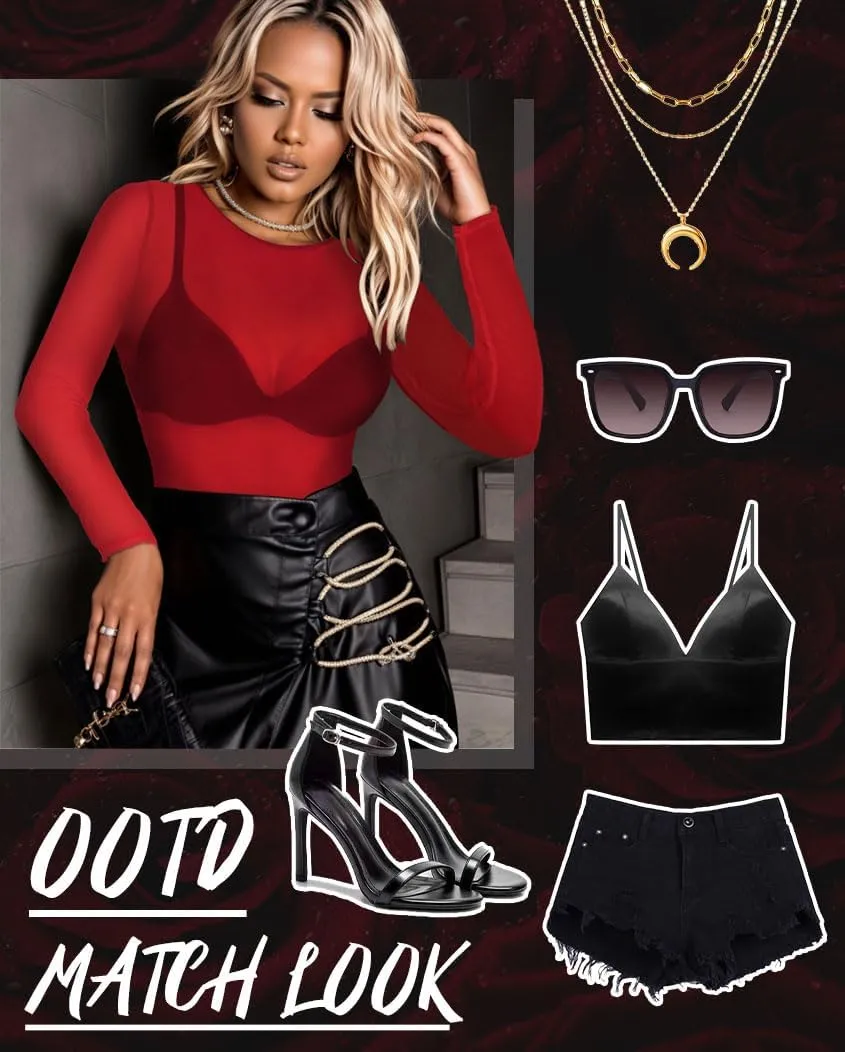 Women's Mesh Tops Sheer Long Sleeve Tee Shirts Bodycon See Through Blouse Clubwear