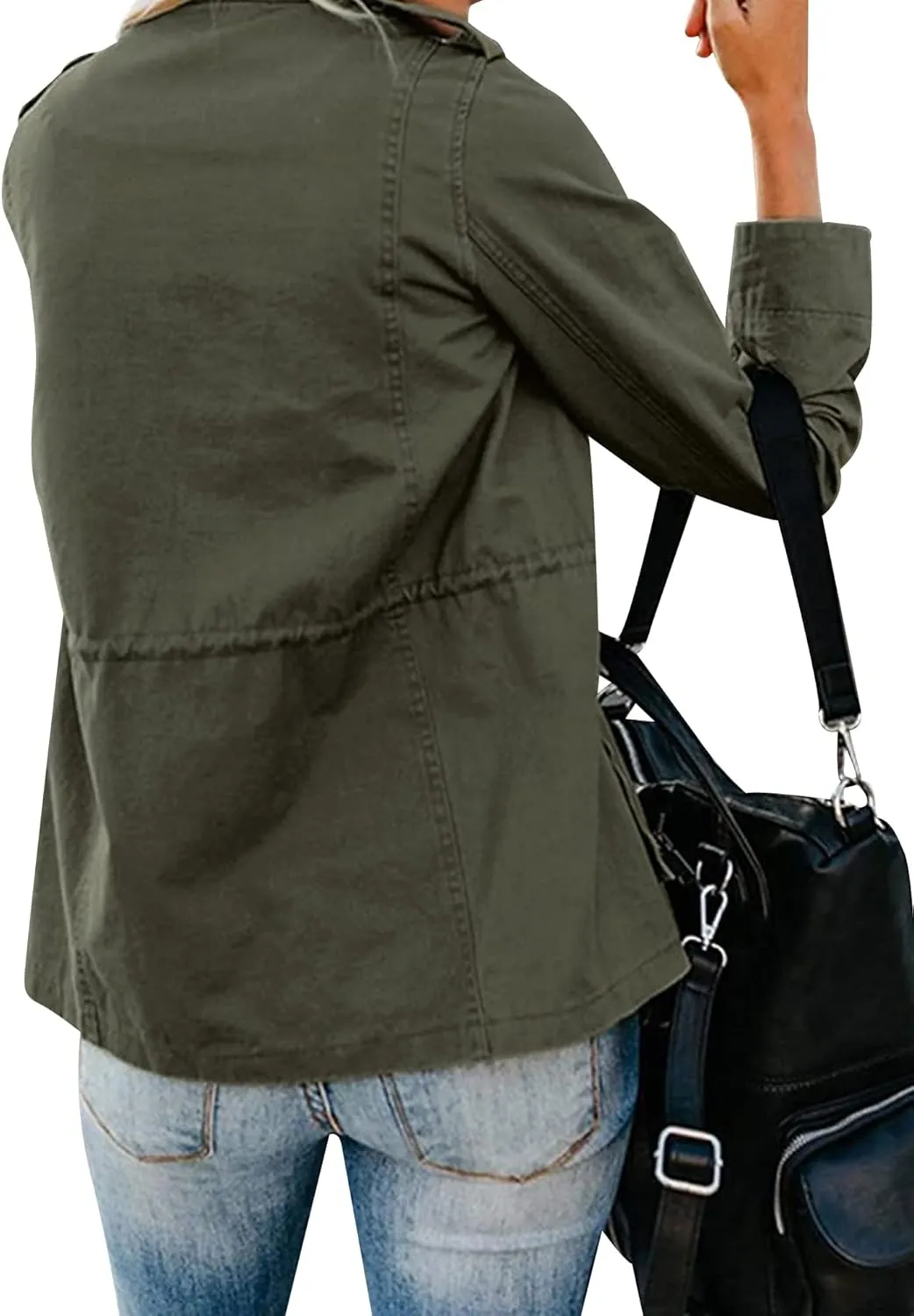 Ytfsrukp Womens Military Jacket Zip Up Lightweight Utility Anorak Jackets with Pockets Slim Trench Military Outwear Coat